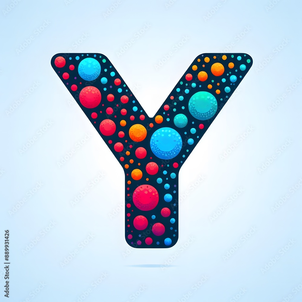 Fototapete AI Generate of Logo Letter Y created using random color dots