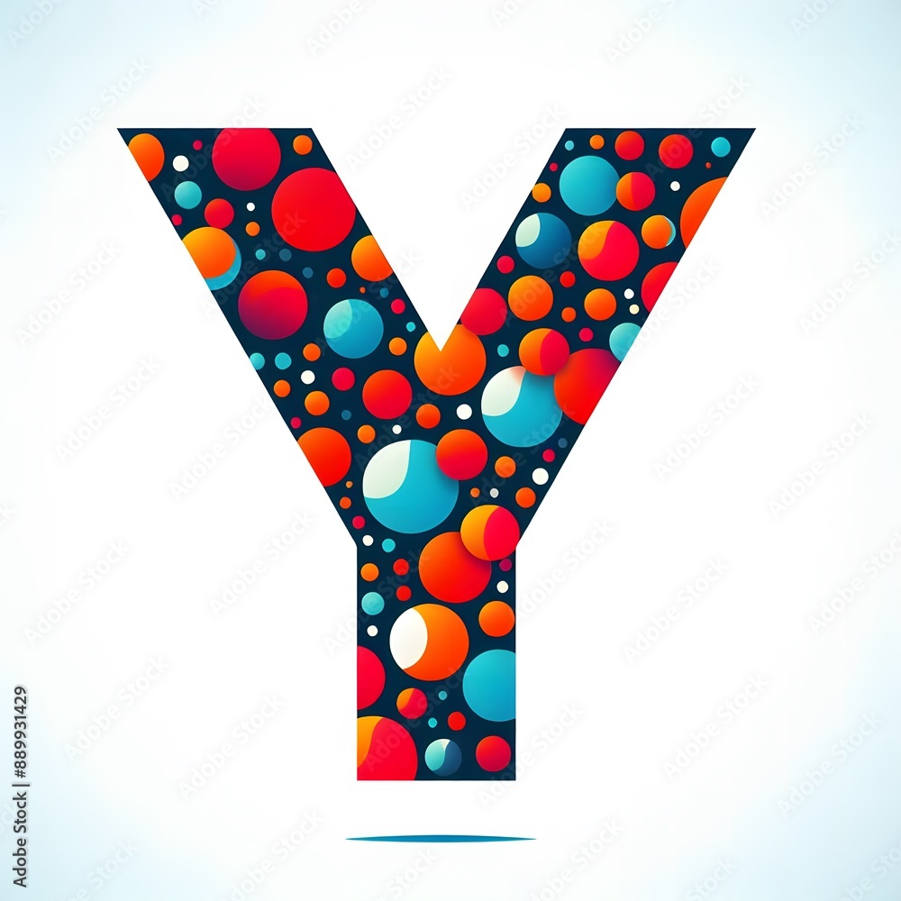 Fototapete AI Generate of Logo Letter Y created using random color dots