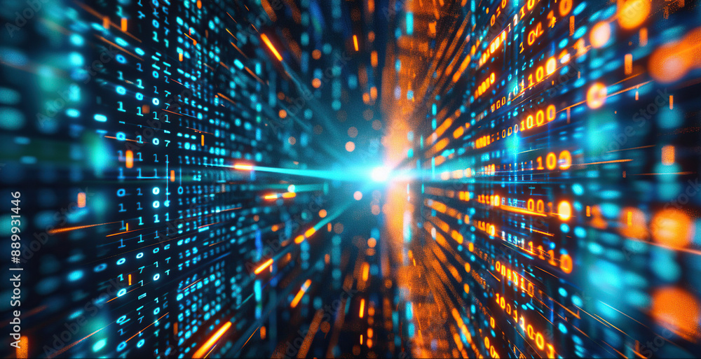 Wall mural abstract communication and future technology data flow