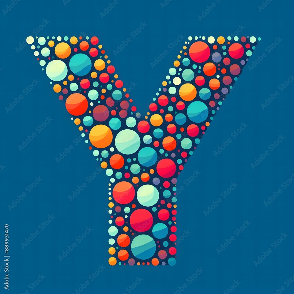 Fototapete AI Generate of Logo Letter Y created using random color dots