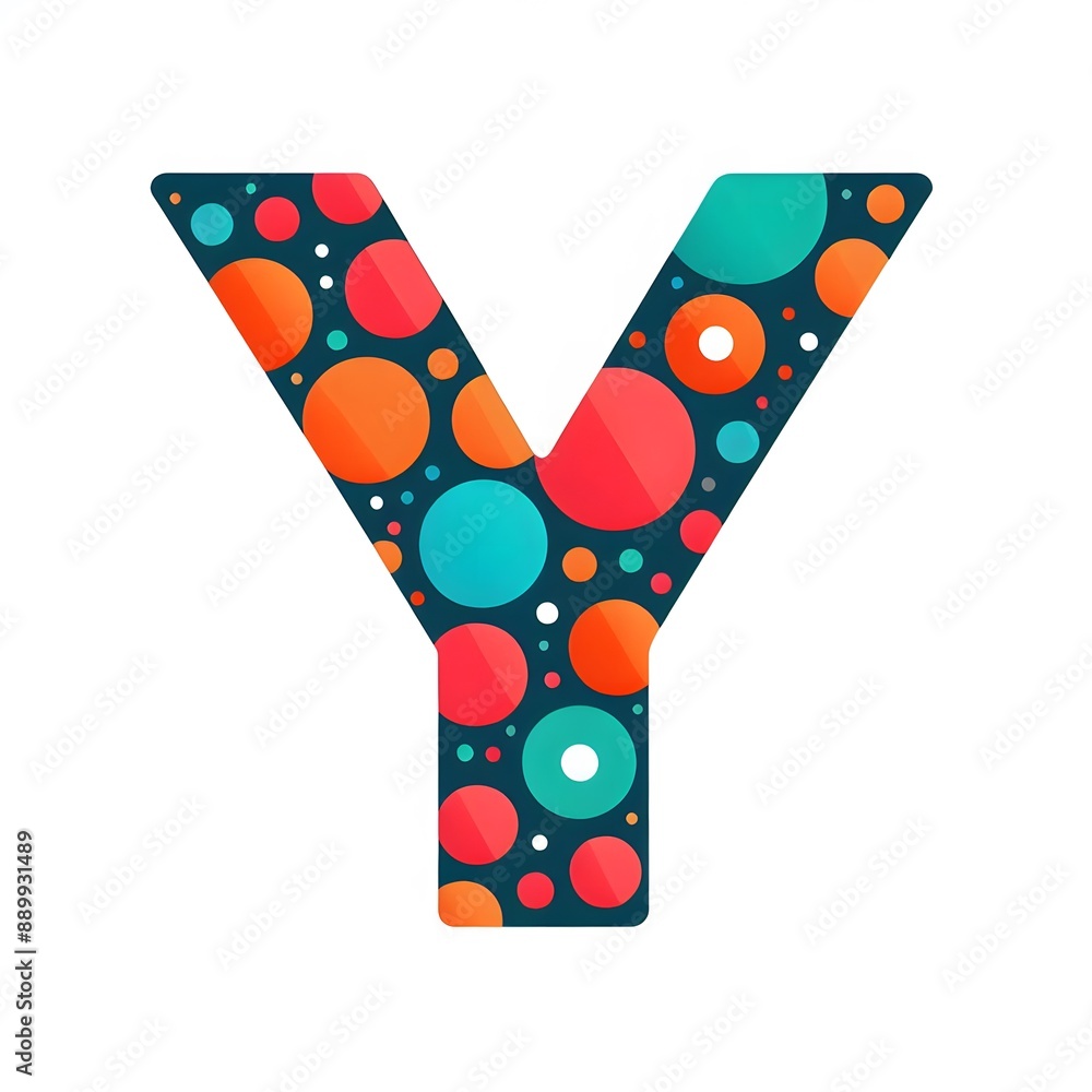 Fototapete AI Generate of Logo Letter Y created using random color dots