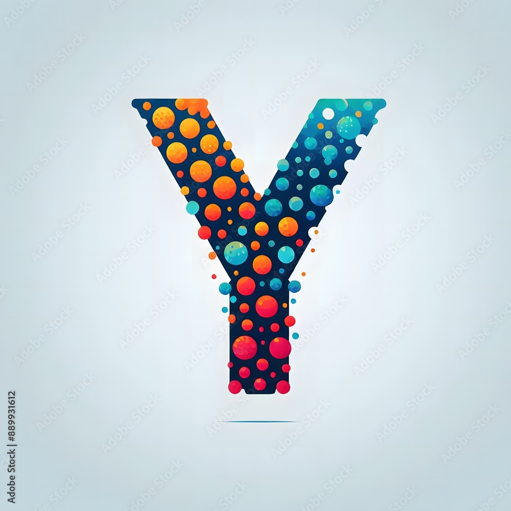 Fototapete ai generate of logo letter y created using random color dots