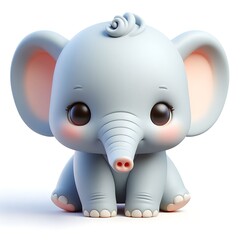3d cute elephant isolated
