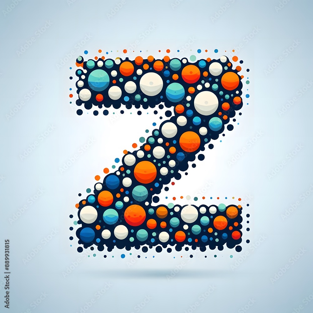 Fototapete AI Generate of Logo Letter Z created using random color dots