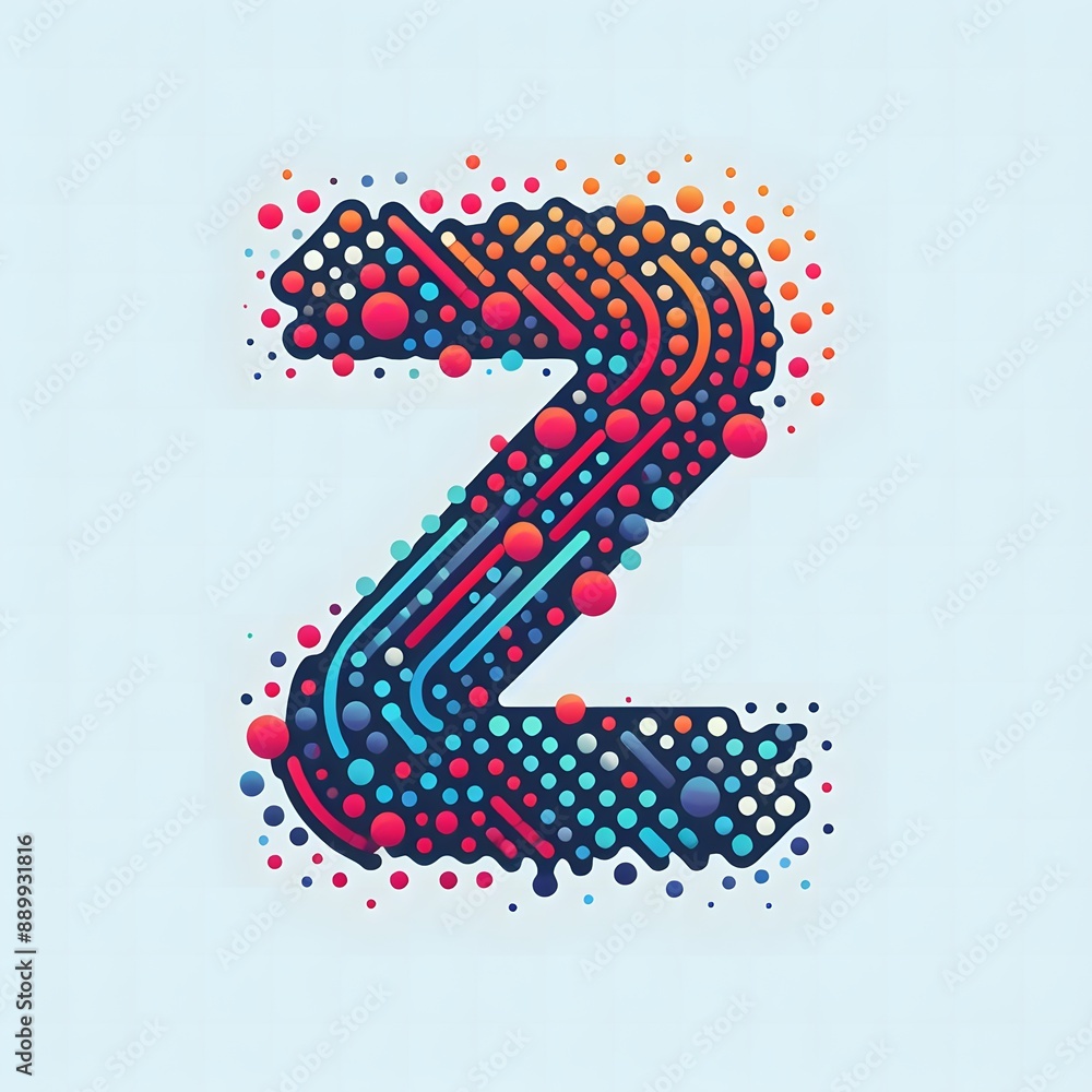 Fototapete ai generate of logo letter z created using random color dots