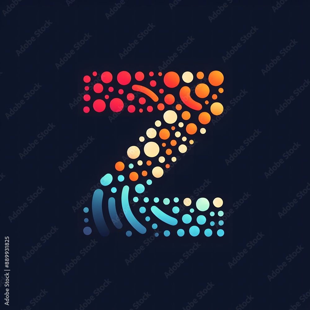 Fototapete AI Generate of Logo Letter Z created using random color dots