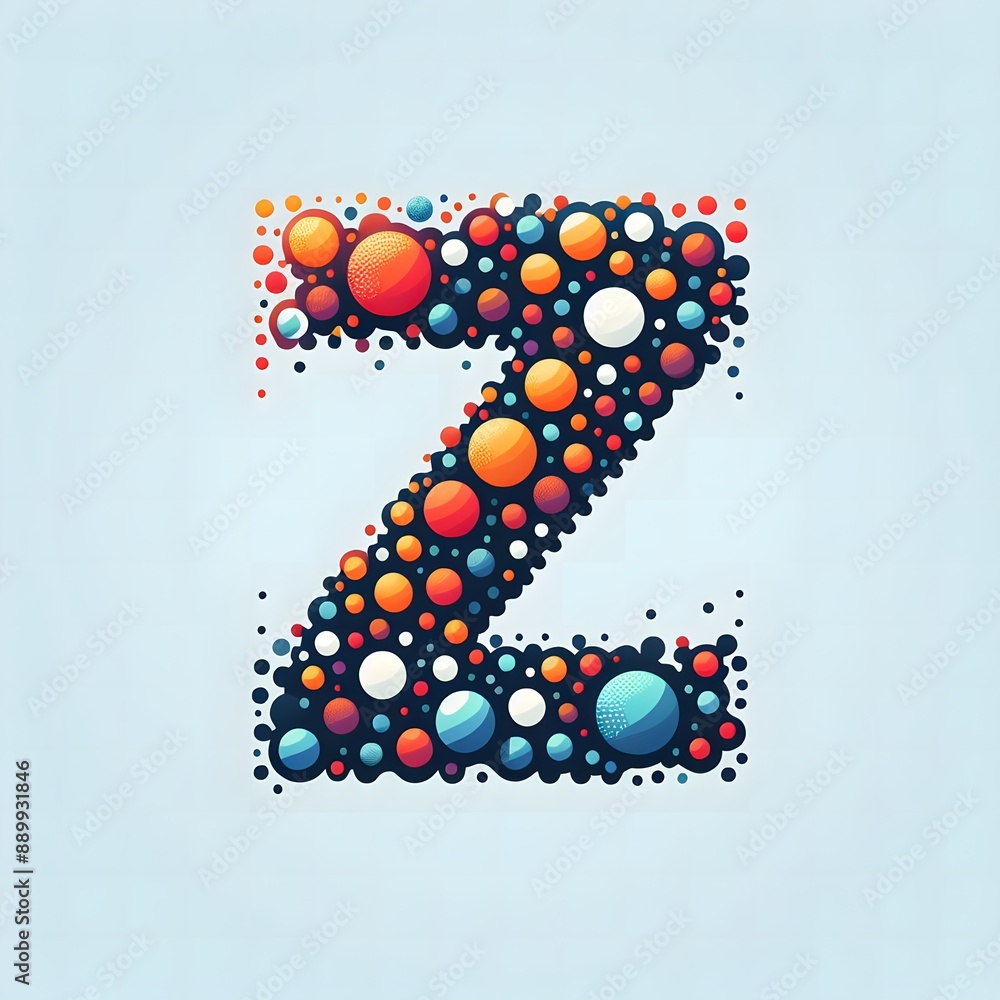 Fototapete AI Generate of Logo Letter Z created using random color dots