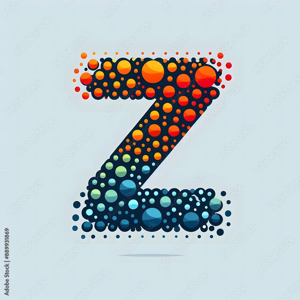 Fototapete AI Generate of Logo Letter Z created using random color dots