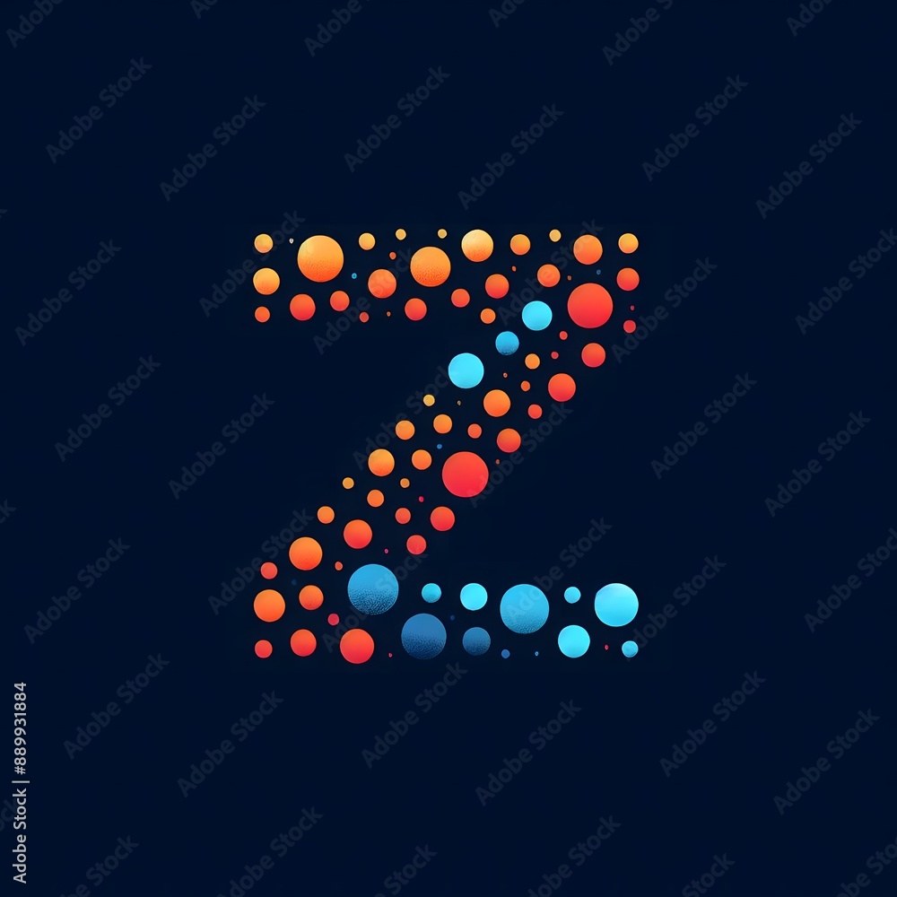 Fototapete AI Generate of Logo Letter Z created using random color dots