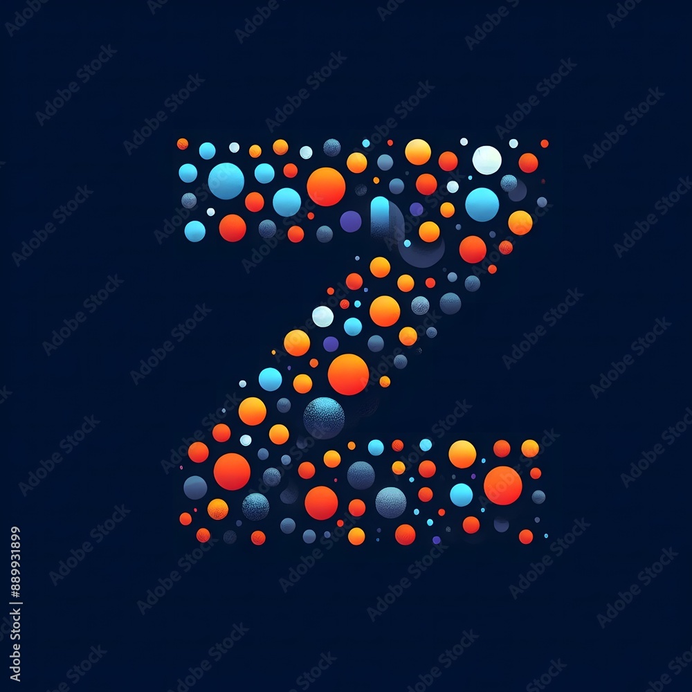 Poster ai generate of logo letter z created using random color dots