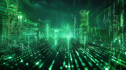 cyber city technology, light green on background