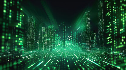cyber city technology, light green on background