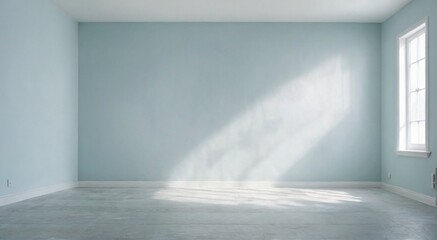 Fototapeta premium empty room light blue wall floor painted gradient