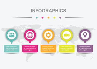 Infographic design with 5 colorful badge template