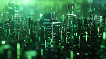 cyber city technology, light green on background