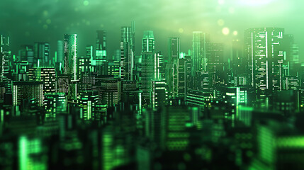 cyber city technology, light green on background