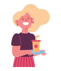 happy woman with soda cup