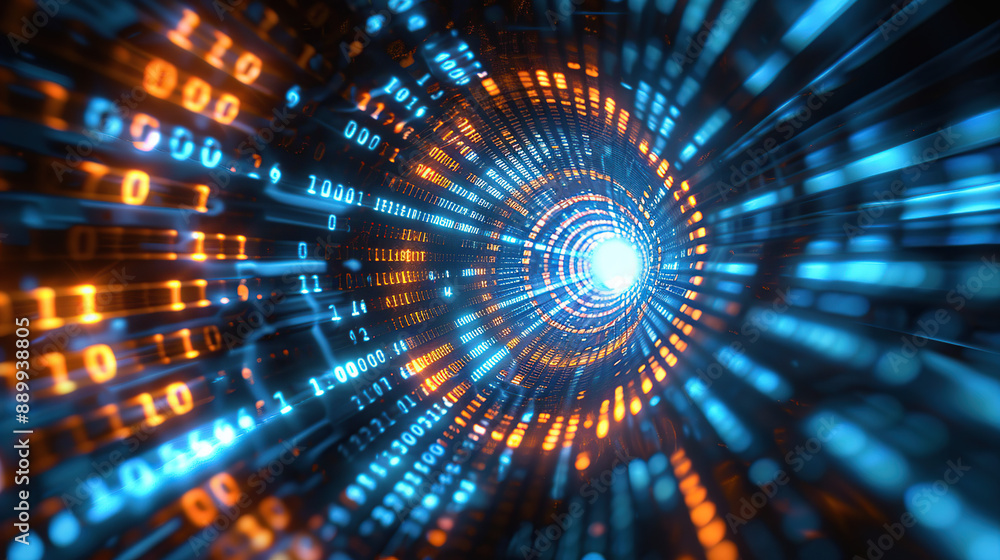 Wall mural abstract communication and future technology data flow