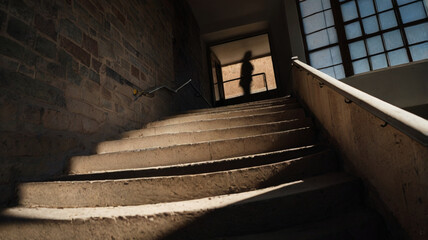 silhouette of person climbing steps