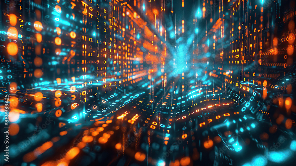 Wall mural abstract communication and future technology data flow
