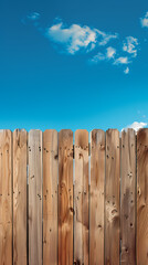 Wooden fence against blue sky background