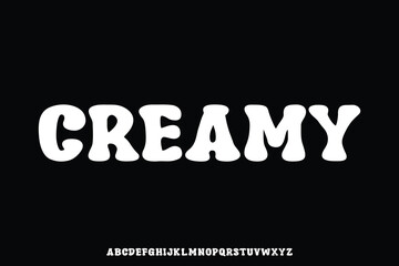 Cute chubby rounded retro style serif alphabet display font vector