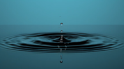 A drop of water falls into a calm, tranquil surface