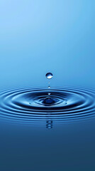 A drop of water falls into a calm, tranquil surface
