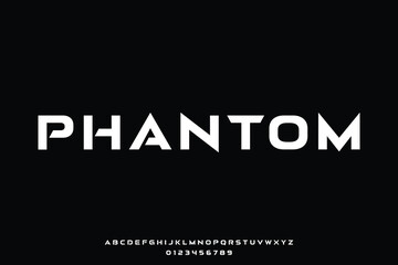Modern futuristic phantom alphabet display font vector illustration