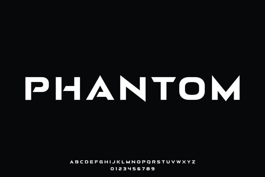 Modern futuristic phantom alphabet display font vector illustration