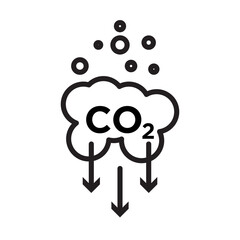 CO2 reduction icon Black line art vector logo