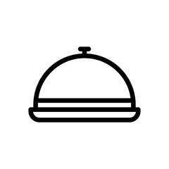 Food Tray and Cover icon Black line art vector logo