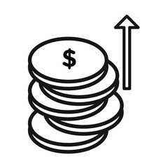 Increase money icon Black line art vector logo