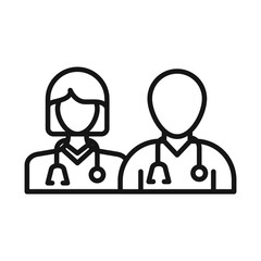 Medical team icon Black line art vector logo