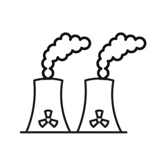 Nuclear power plant icon Black line art vector logo
