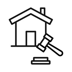Real estate auction icon Black line art vector logo