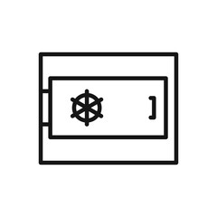 Safe vault box icon Black line art vector logo