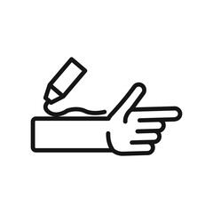 relief gel on arm icon Black line art vector logo