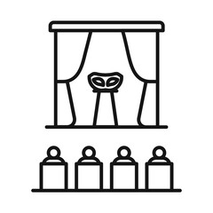 Stand up and theater show icon Black line art vector logo