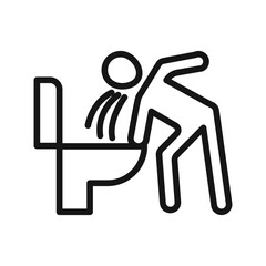vomiting in bathroom icon Black line art vector logo