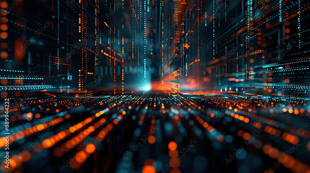 Wall mural abstract communication and future technology data flow