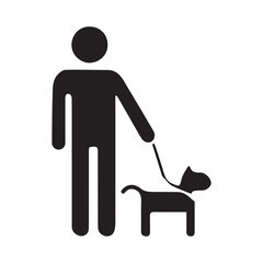 a dog walking with a human