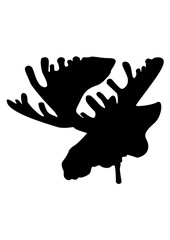 Moose | Moose Head | Wild Animal | Wildlife | Forest Animal | Outdoor Scene | Snowing Mountain | Moose Antler | Original Illustration | Vector and Clipart | Cutfile and Stencil