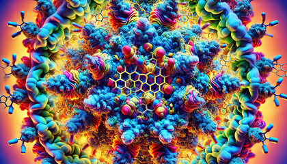 Fototapeta premium Magnified Mycotoxins - Intricate Molecular Structure in Vivid Colors