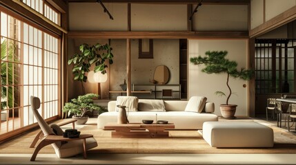 Explain how to blend Scandinavian simplicity with Japanese elegance in a Japandi living room.