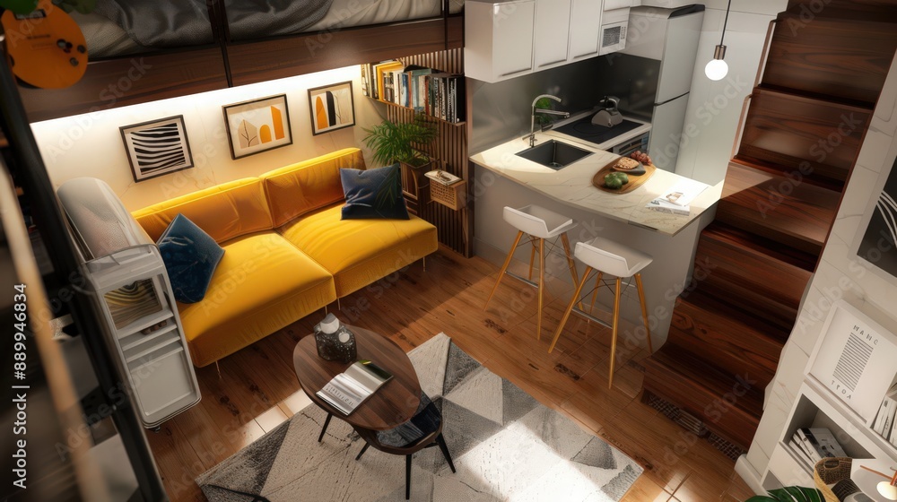 Aufkleber explain how to create a multifunctional living area that accommodates different activities in a smal