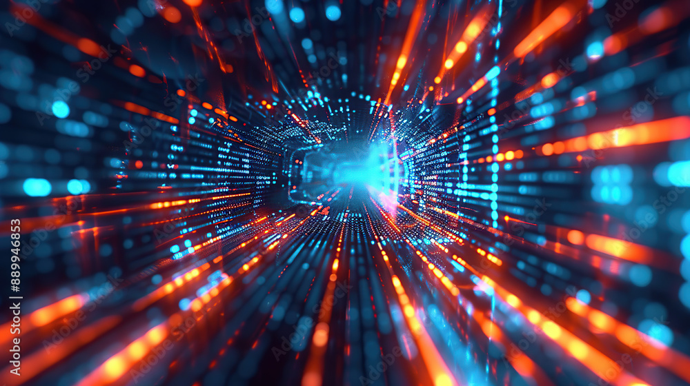 Wall mural abstract communication and future technology data flow