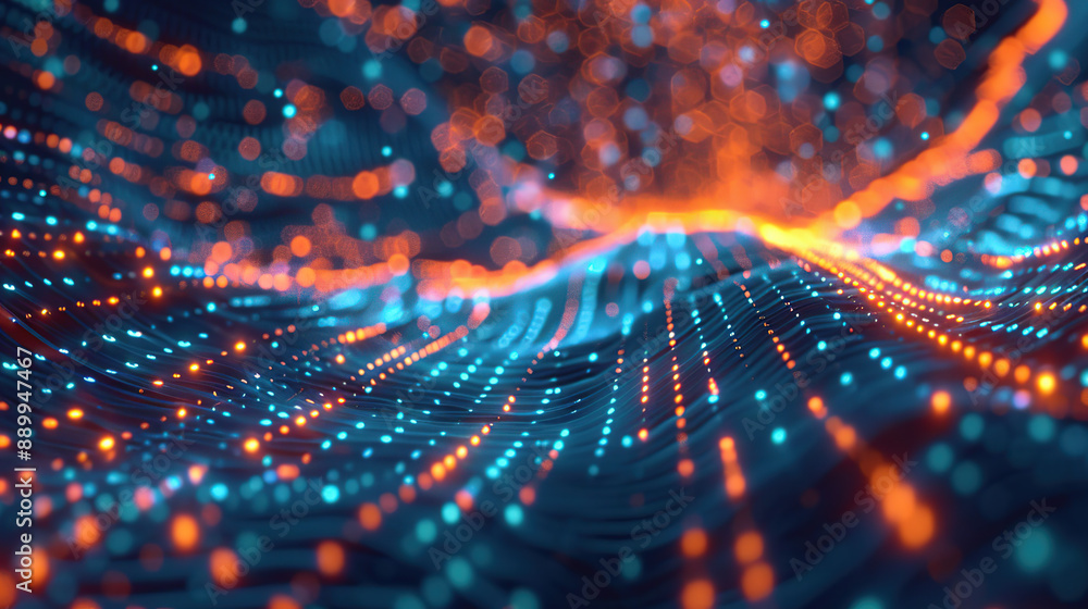 Wall mural abstract communication and future technology data flow