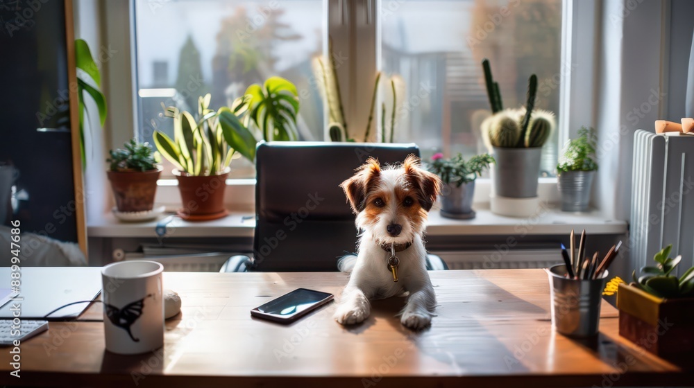 Poster explain how to integrate pet-friendly elements into your home office or workspace.