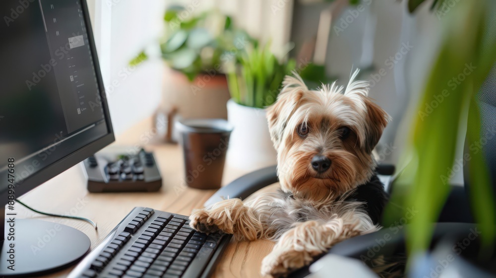 Poster explain how to integrate pet-friendly elements into your home office or workspace.